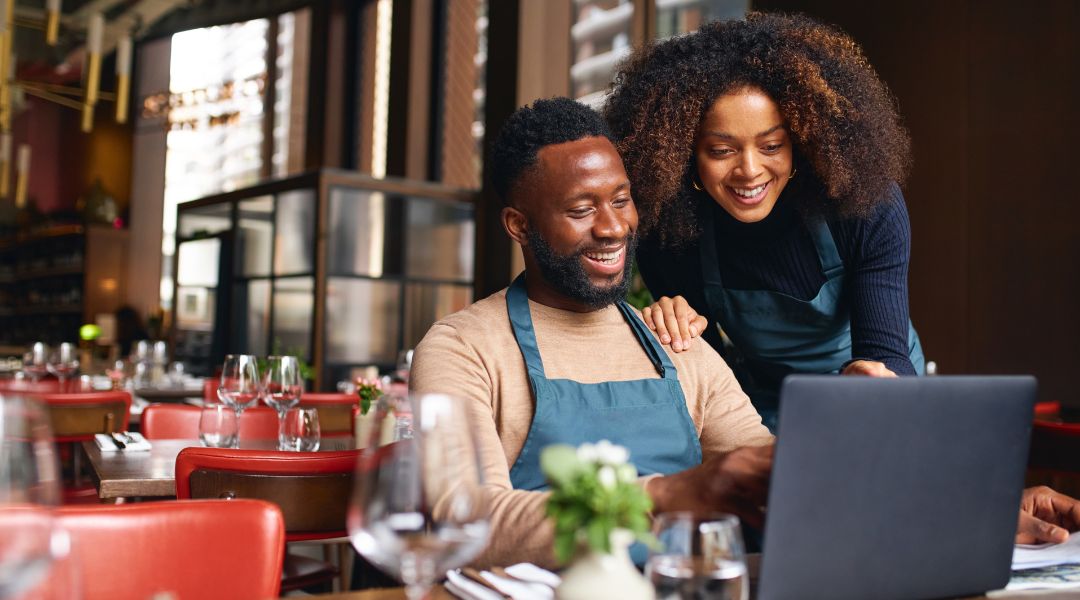 business owners using computer