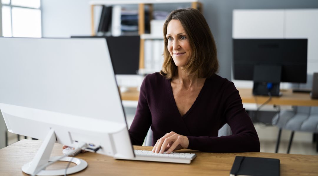 woman on computer